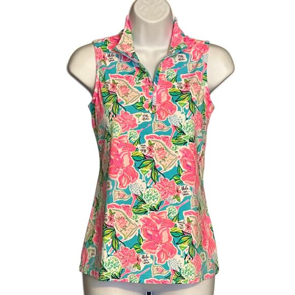 Lulu B Colorful Tank Top Sz Small Blouse Hole In One Golf Travel 19th Hole UPF - Picture 3 of 10